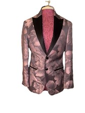 Egara Slim Fit Pink Rose Floral Dinner Jacket 36s