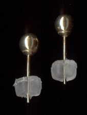 14K Fine Solid Yellow Gold 4mm Round Bead Ball Stud Earrings nh