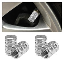4PCS Car Tire Valve Stem Caps - Aluminum Alloy Valve Cap Car Air Cover - Silver