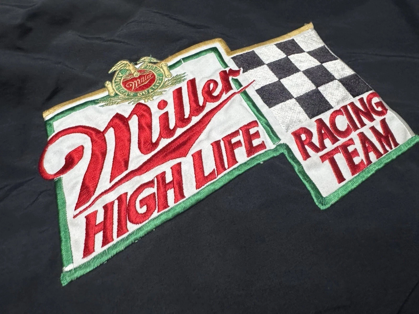 Vintage MBA Miller Racing Team Zip Jacket Black MADE IN USA SZ L EUC image 6