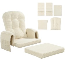 5 PCS Corduroy Glider Rocker Cushions with Storage Side Pocket,Foam  Microfi...