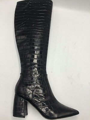 Marc Fisher Women's Retie Women's Black Leather Crocodile Boot