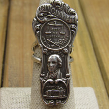 Long Repurposed Sterling Silver Statement Ring Size 6.75