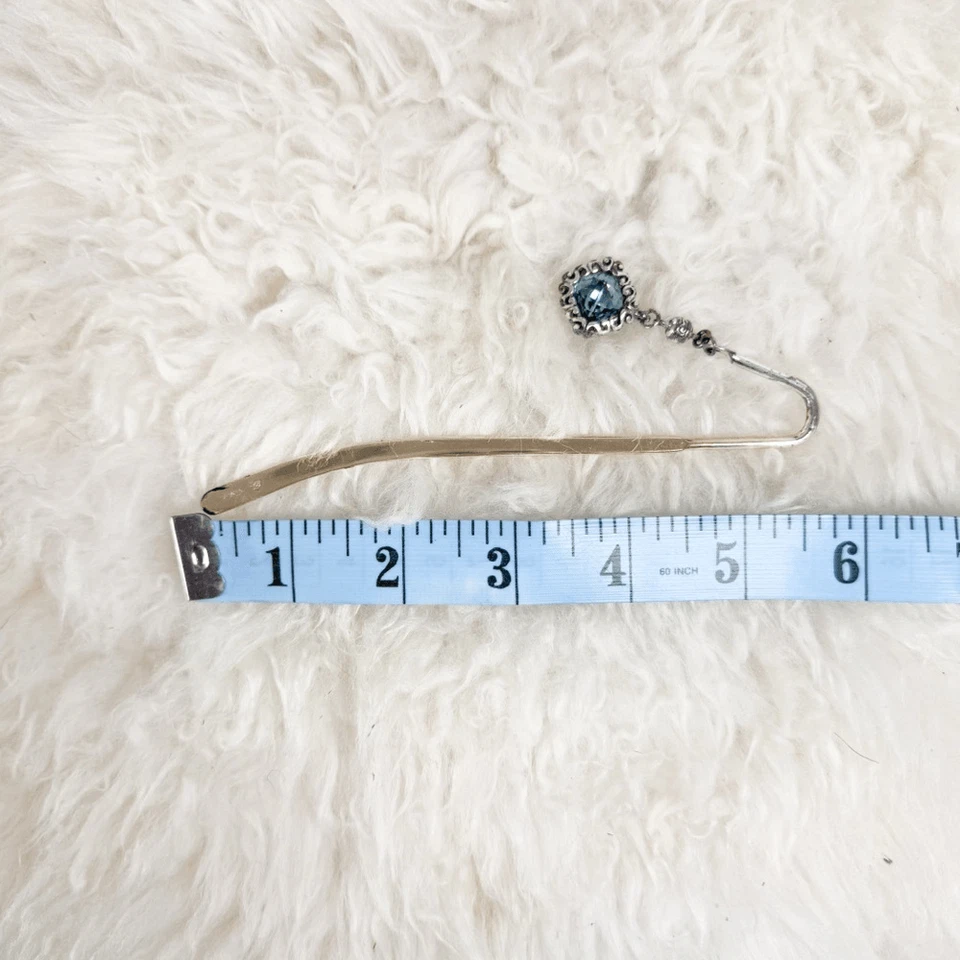 Vintage Brighton Silver Bookmark with Ornate Blue Crystal Charm Late 2000s - Image 3 of 4