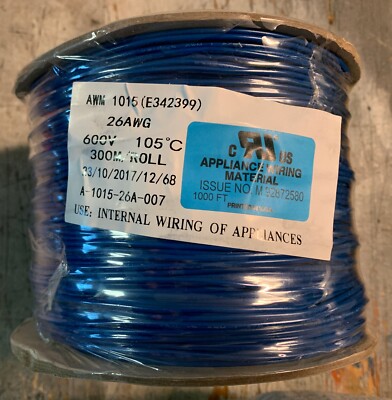 26AWG 1000 Ft Blue Appliance Wiring New
