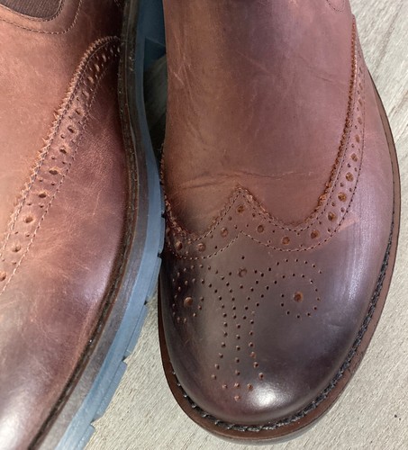 Clarks Garnet Hi Brown Leather Wingtip Chelsea Ankle Boot Western Mens Size 10.5 - Picture 21 of 24