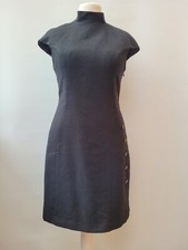 TED BAKER Black Textured Wool mix Fully lined Office Work Shift Dress M Medium ❤