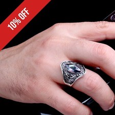 Rainbow Mystic Topaz Men Ring 925 Sterling Silver Handmade Jewelry