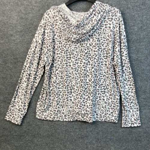 Derek Heart Womens Size Large Pink Gray Cheetah Long Sleeve Hoodie Shirt EUC - Picture 4 of 4