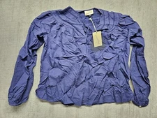 Universal Thread Women's Balloon Long Sleeve Tie-Front Blouse Small Blue