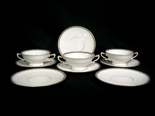 H&C Selb Bavaria Heinrich Christine HC 508, Ciotole per zuppa crema a 3 piedi, 6 piattini - Foto 2 di 12