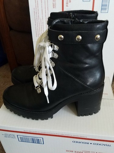 Forever 21 Black Leather Boots, Size 6 