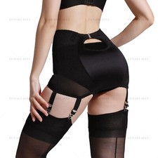 NEW 6 Straps Suspender Hollow Rear Girdle Fashion Sheer Mesh  Satin Garter Belt