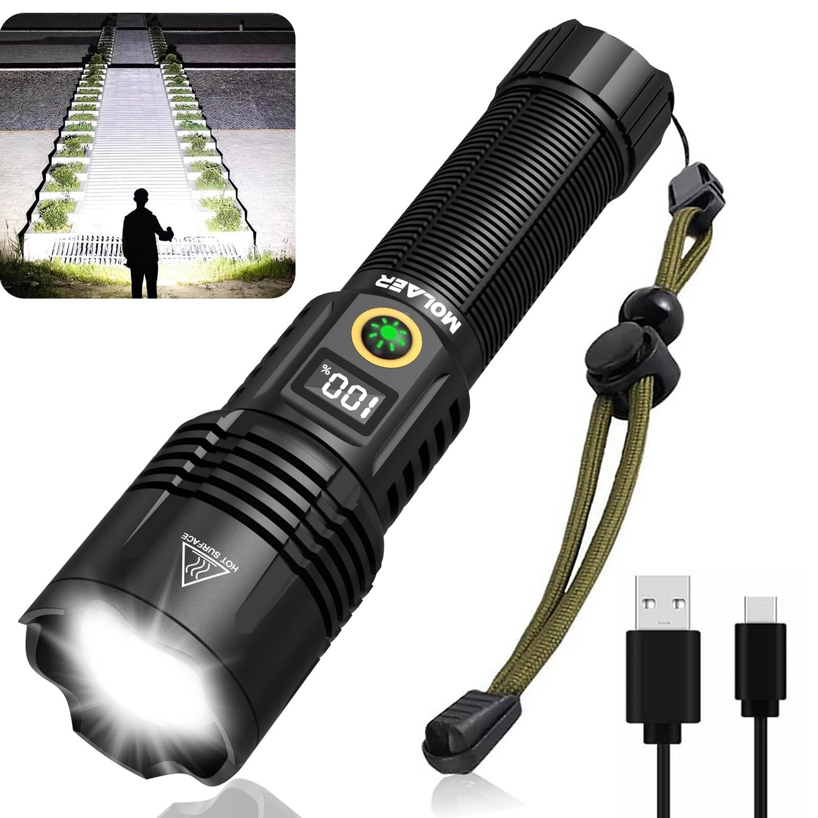 Rechargeable Flashlights High Lumens, 900000LM Super Bright LED Flashlight wi...
