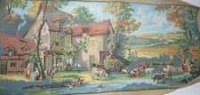 LARGE Needlepoint Canvas Farm Animal Countryside Village 20.25" w x 45.25" h