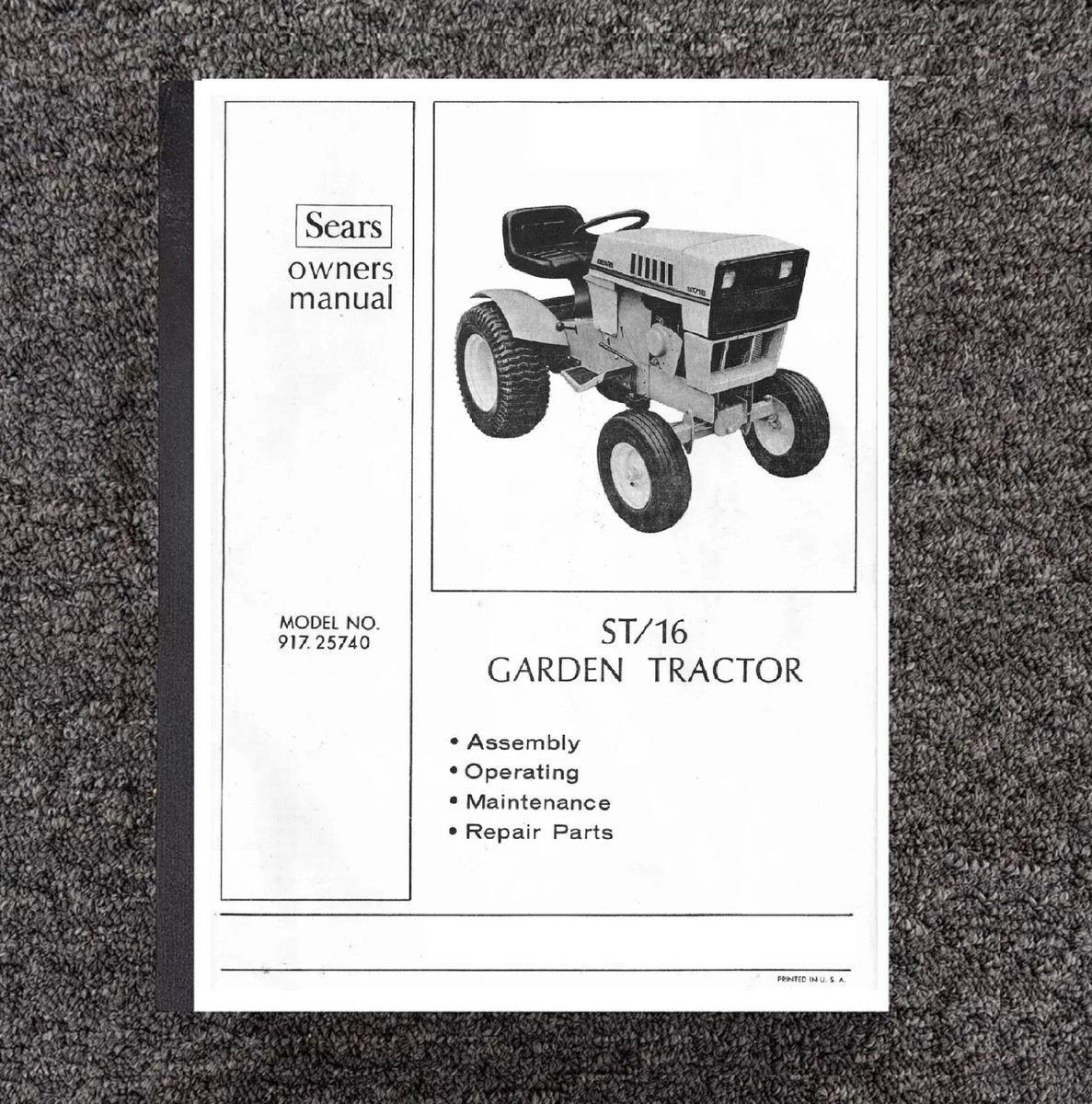 Tractor Operator Service Parts Manu Sears ST16 Garden