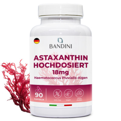 Bandini  Astaxanthin 90 Kapseln 18mg pro Kapsel (3 Monate Vorrat) GMO-frei