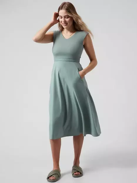 ATHLETA Ryder Dress XSP XS PETITE Minimalistic Grey, Pockets Lightweight  Summer