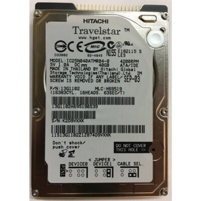 13G1102 - Hitachi 40GB 4200 RPM IDE 2.5'' HDD