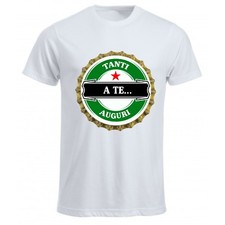 t-shirt maglia bianca donna uomo scritta tanti auguri idea regalo compleanno