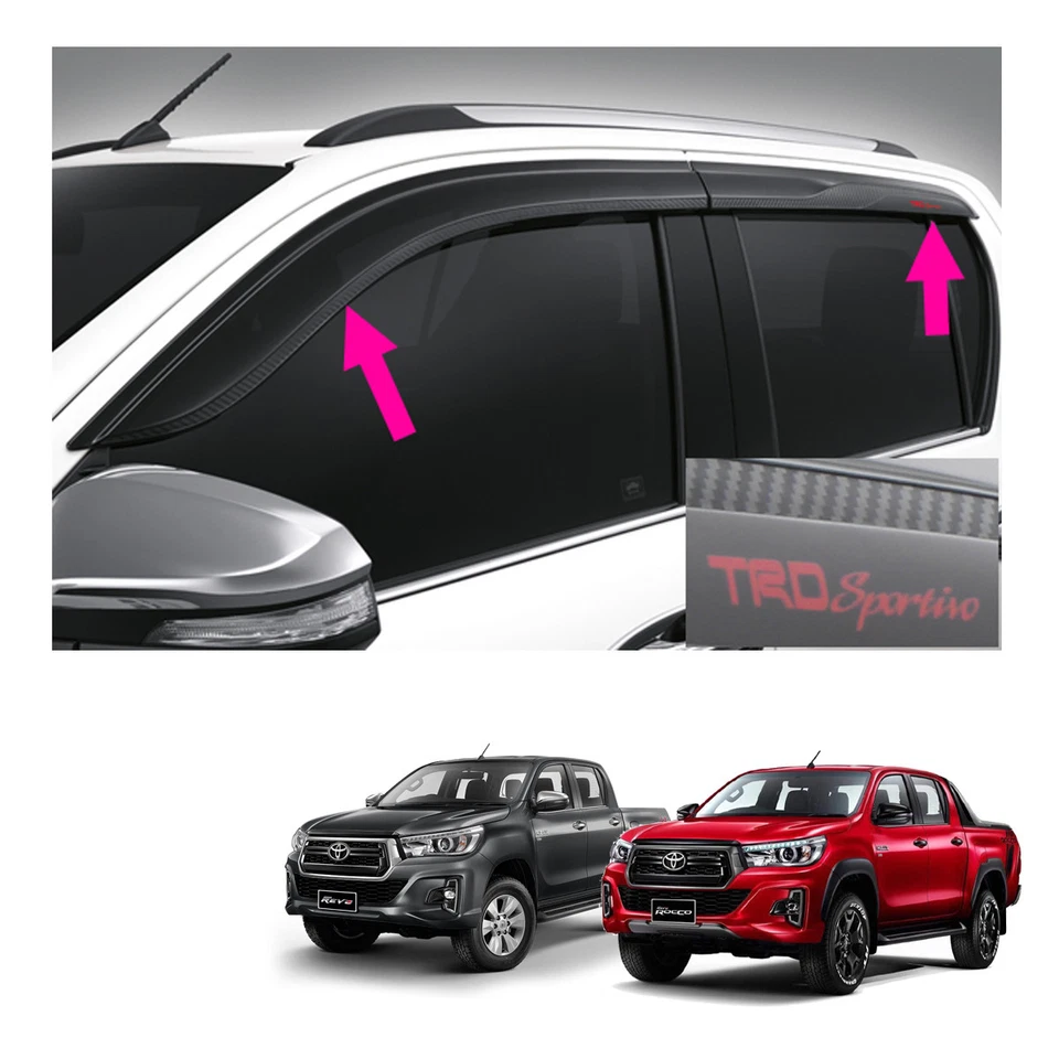 Parasol de puerta genuino protector contra la intemperie negro para Toyota Hilux Revo 2015 2019 Foto 3 de 4