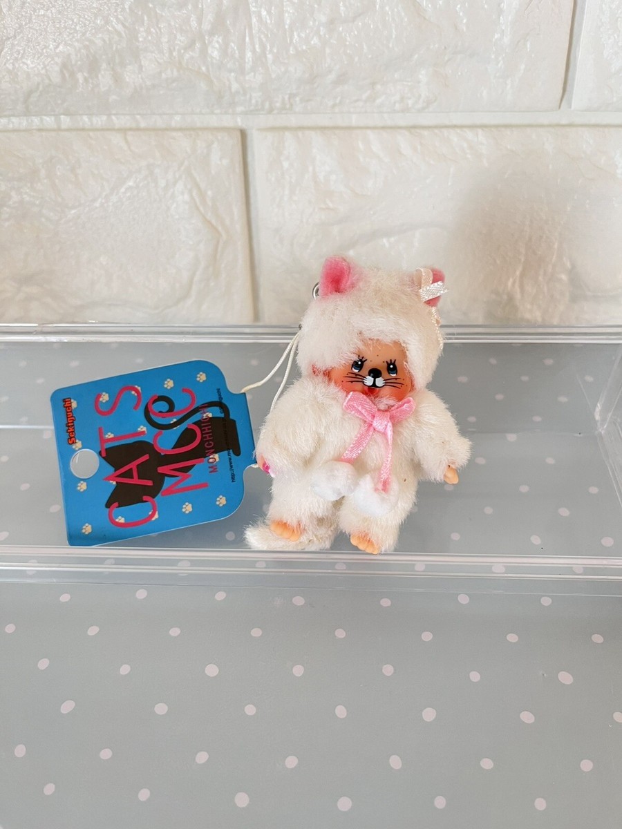 Vintage Monchhichi CATS White Cat Plush Doll Sekiguchi Mascot