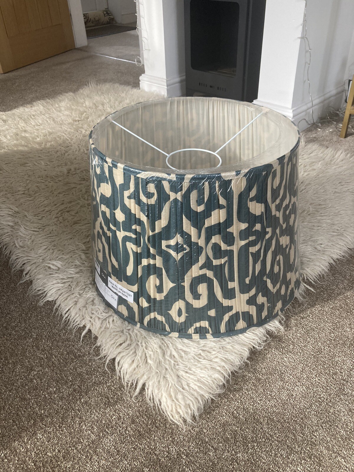 Oka Lamp Shade Stunning Shade Pleated Colour Dark cerulean SIZE 50CM