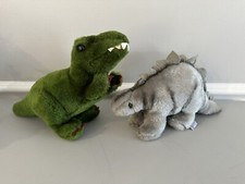 RARE vintage 1980 Dakin Stegosaurus and T-Rex Dinosaur Plush Stuffed Animal CUTE
