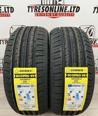 2 X 195 50 15 SONIX 195/50R15 82V BRAND NEW TYRES HIGH PERFORMANCE 