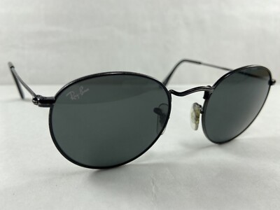 Ray - Ban RB 3447 ROUND METAL Black frames and lenses personalized ear pieces