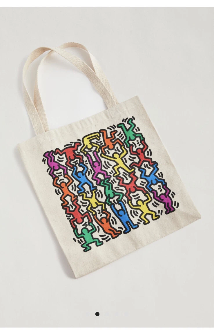 NWT Keith Haring Figures Canvas Tote Bag deadstock limited edition rainbow