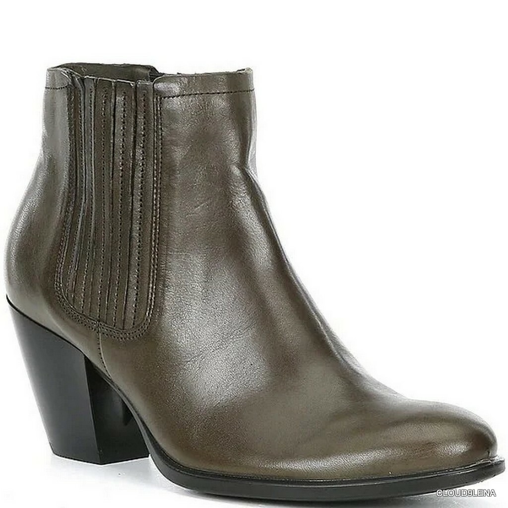 Forest Green Leather Western Ankle Boot 
