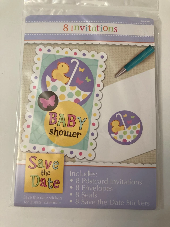 Amscan Little Girl Thank You Notes Invitations Big Fun Button Baby Shower Supply - Image 4 of 4