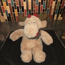 Vintage Commonwealth Moose Plush 12" Red Bow Scarf 1993 Christmas Stuffed Animal