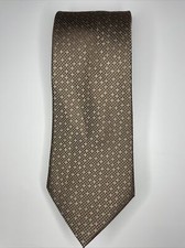 Marc Anthony Tie / Brown Beige Polka Dots / 100 Silk / L-57in W-3in