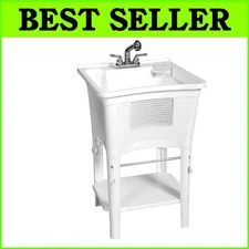 Heavy-Duty Freestanding Laundry Sink with Easy Installation & Full Plumbing Kit
