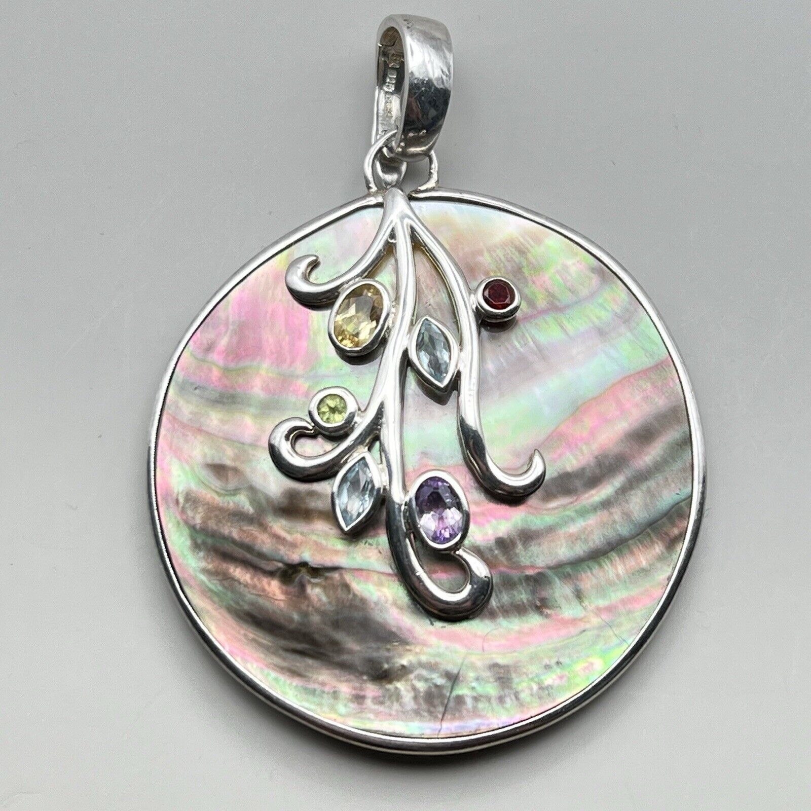 Abalone Shell Signed Sterling Silver Gemstone Pen… - image 3