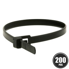 200 Pcs 12" Releasable Reusable Cable Cord Wire Nylon Zip Ties 50 Lbs Black