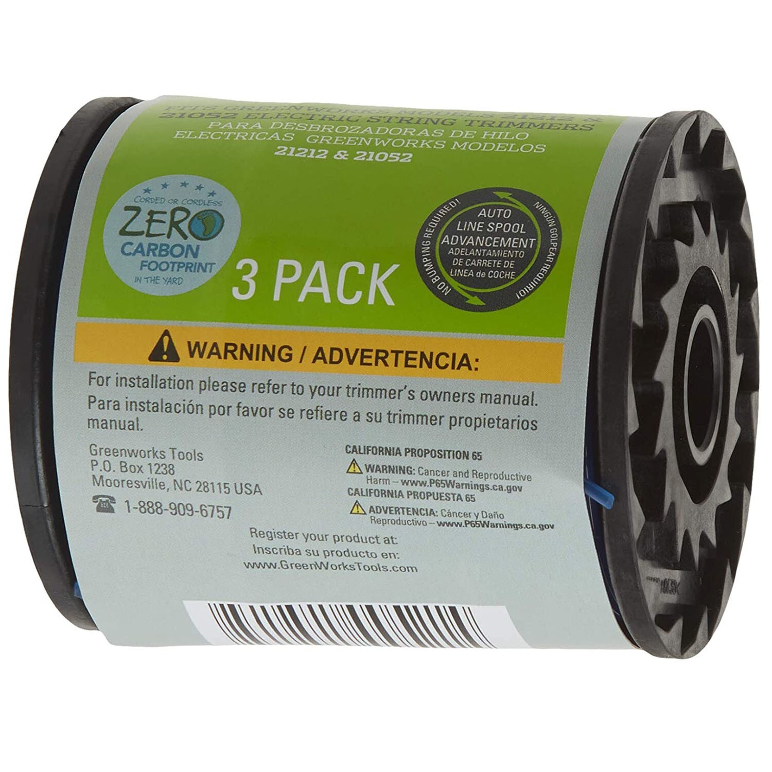 3-Pack Greenworks Grass/String Trimmer Replacement Spool 0.065 inch Dual Line