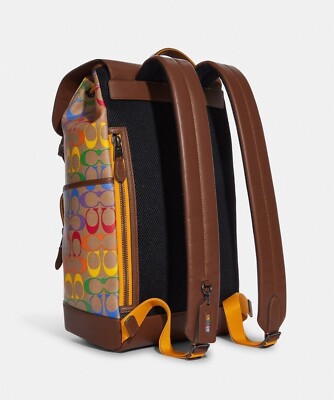 NWT Coach Track Backpack In Rainbow Signature Canvas C9845 | eBay