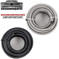 10FT/20FT/30FT 6AN AN6 3/8" Fuel line Hose Braided Stainless Steel Oil Gas CPE