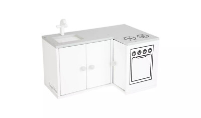 Designafriend Puppen-Küchenzeile aus Holz für Puppenstube H47 x B33 x T8,9 cm