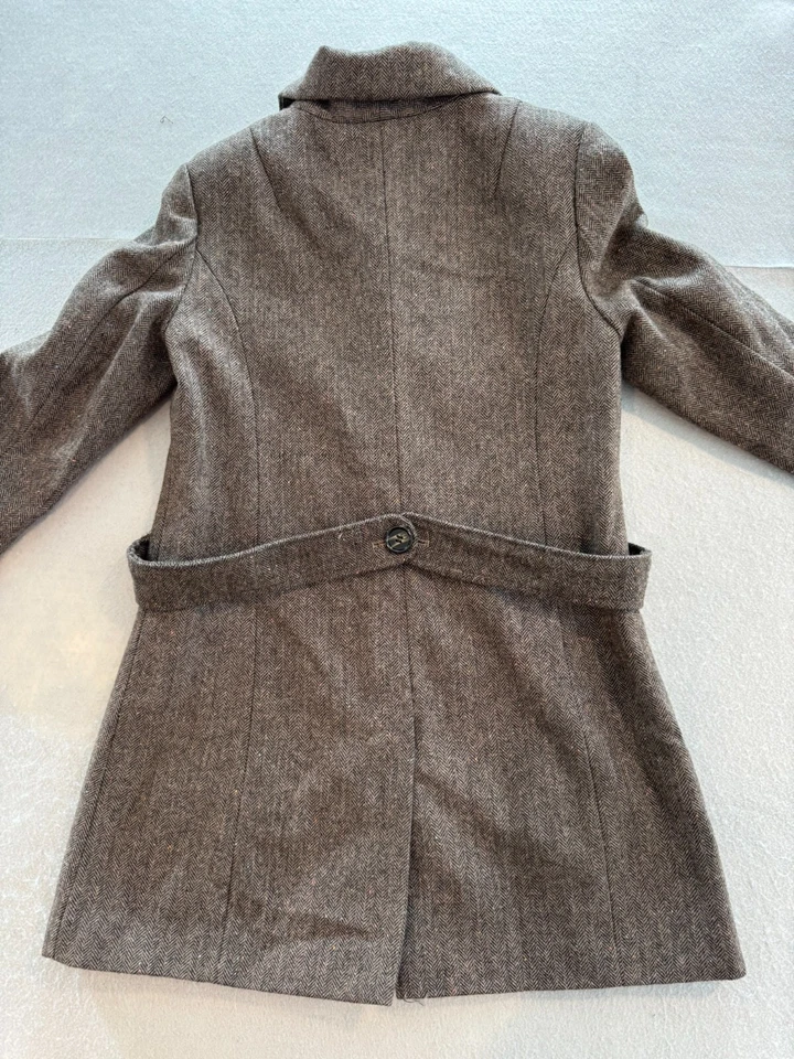 Abrigo H&M Peacoat para mujer talla 6 marrón moteado lana cuello alto Foto 4 de 4