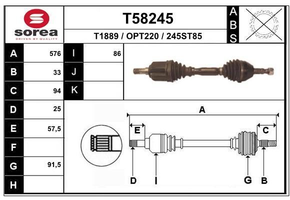 Cardan Opel Zafira Family B Astra H 1.9 CDTI 16V arbre transmission