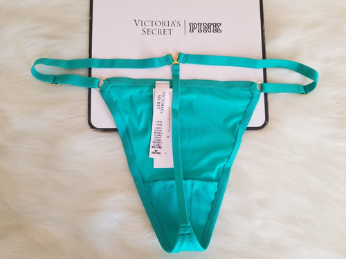 VICTORIA'S SECRET V-HARDWARE SECOND SKIN V-STRING THONG PANTY AQUA SEA MEDIUM - Picture 3 of 12