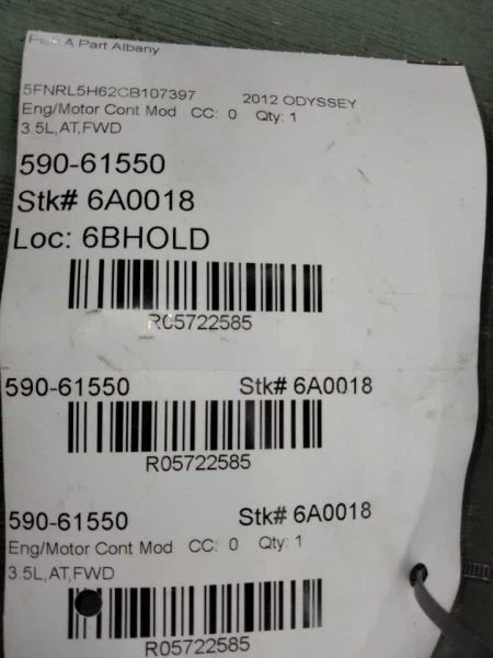 Honda Odyssey 2012 ecu motor ecm módulo de control informático 3,5 tracción delantera 37820RV0A23 Foto 4 de 4