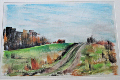 ::FRANZ EHMKE * 1928-2018 GDR PAINTER ° FIELD ROAD OVER HILLS AT THE FOREST IN SCHÖNFLIESS