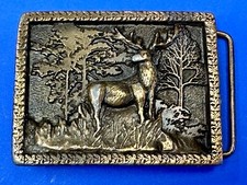 Deer in nature Buck Stag Hunting vintage 1975 vintage Adezy belt buckle