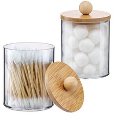 2 Pack Qtips Dispenser - Bathroom Organizers and Storage Containers Plastic
