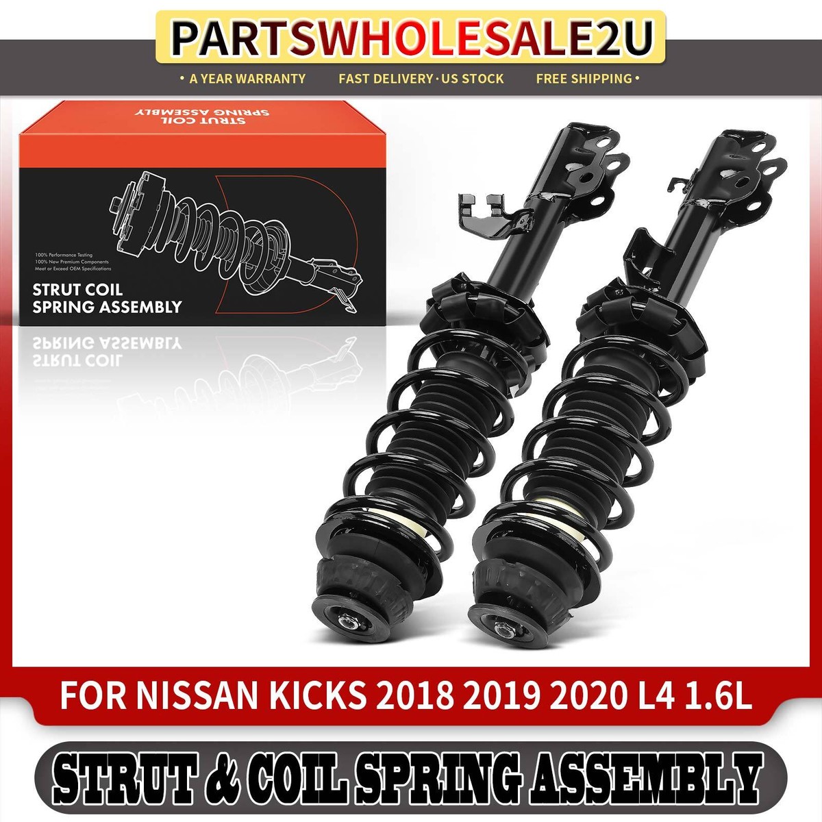 2x Front Driver & Passenger Side Shock Absorber for Nissan